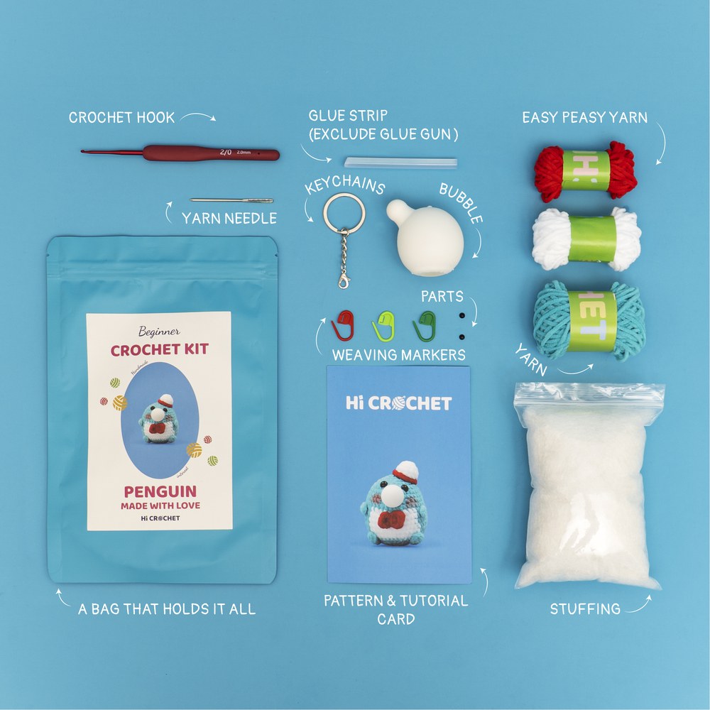 Press Bubble Penguin Animal Crochet Kit