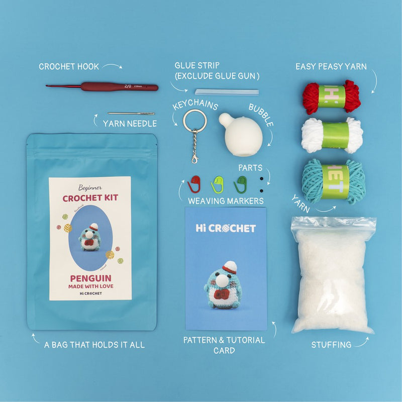 Press Bubble Penguin Animal Crochet Kit