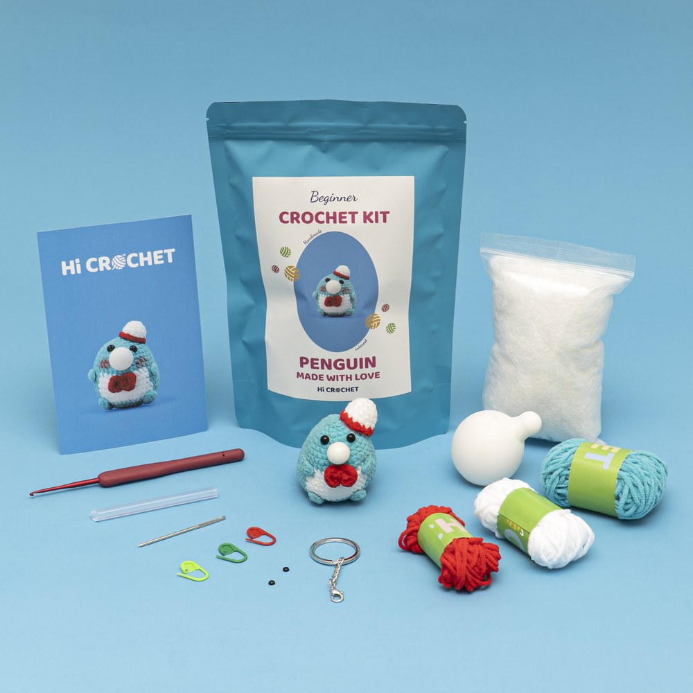 Press Bubble Penguin Animal Crochet Kit