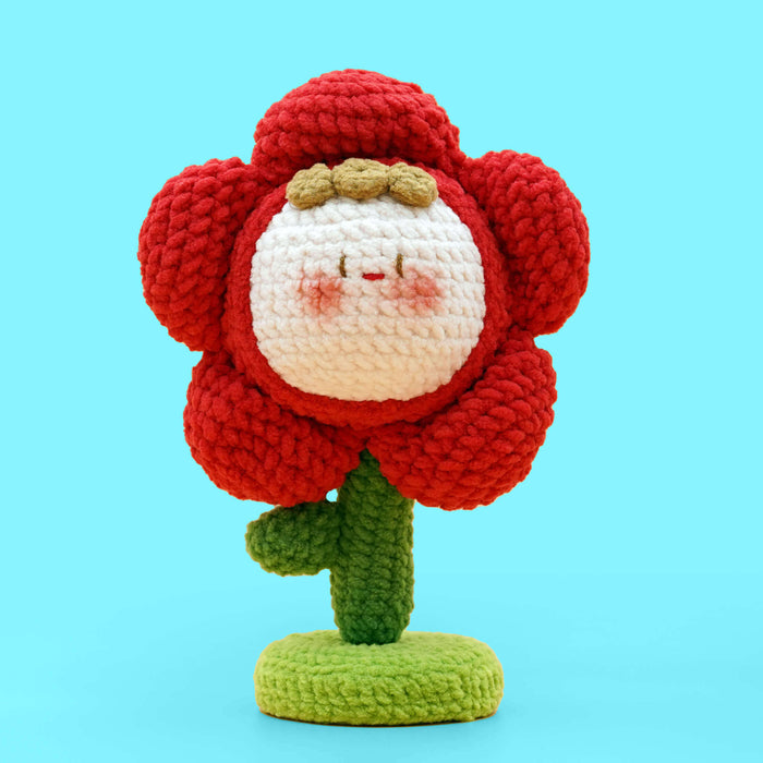 Red Flower Amigurumi Crochet Kit