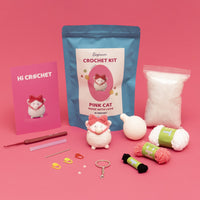 Press Bubble Animals Pink Cat Crochet Kit