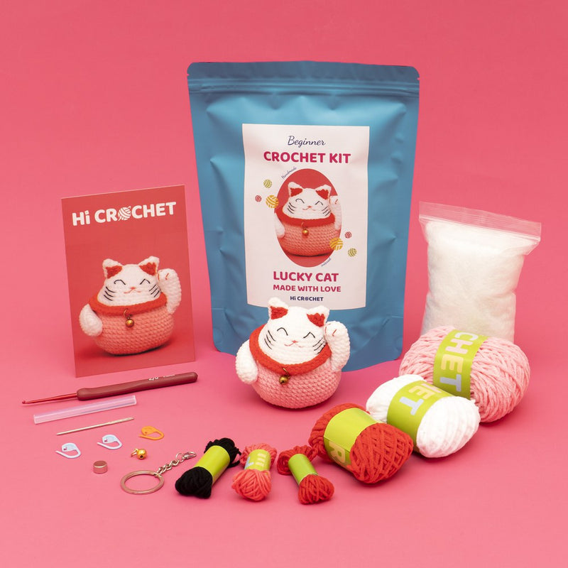 Lucky Cat Crochet Kit with Magnet