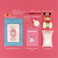 Press Bubble Animals Pink Cat Crochet Kit