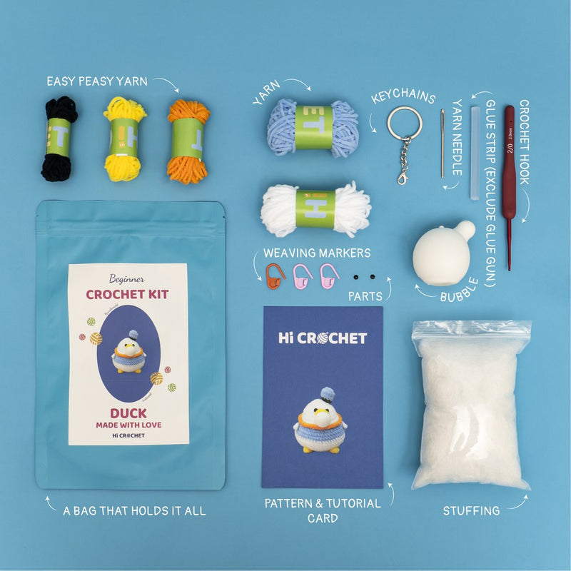 Press Bubble Duck Animal Crochet Kit